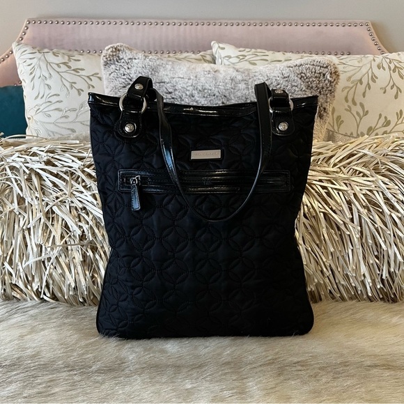 VERA BRADLEY Caviar City Light Tote Shoulder Handbag Black Quilted Microfiber - Picture 1 of 12
